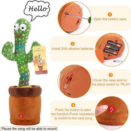 Dancing Cactus Plush Toy Doll Electronic Recording Shake With Song