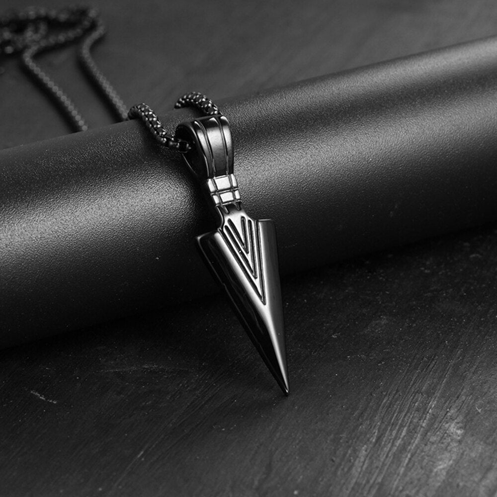 Fashion Arrow Necklace for Men - Black Metal Punk POP Cross Pendant Ne