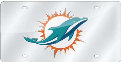 Miami Dolphins License Plate Laser Cut Silver