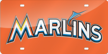 Miami Marlins License Plate Laser Cut Light Orange - Special Order
