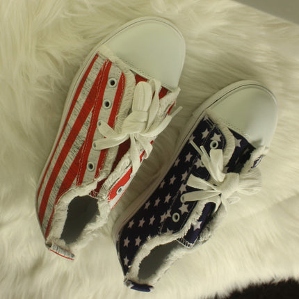 Star Striped Lace Up Sneakers Round Toe Casual Shoes