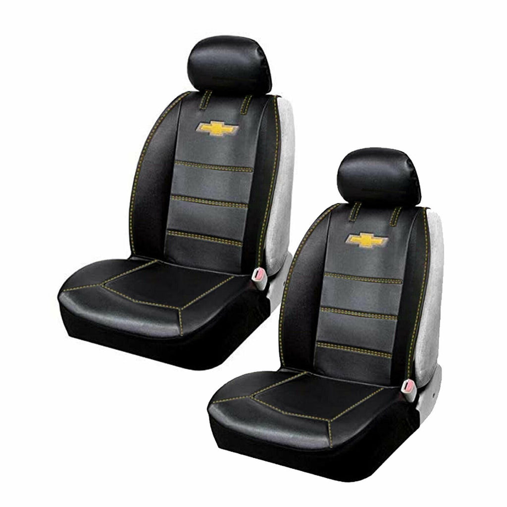 Chevy Bowtie Black Car Truck Suv 2 Front Synthetic Leather Side Seat - Store - Shopping - Center