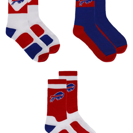 Buffalo Bills Socks 3 Pack Crew Length NFL Football