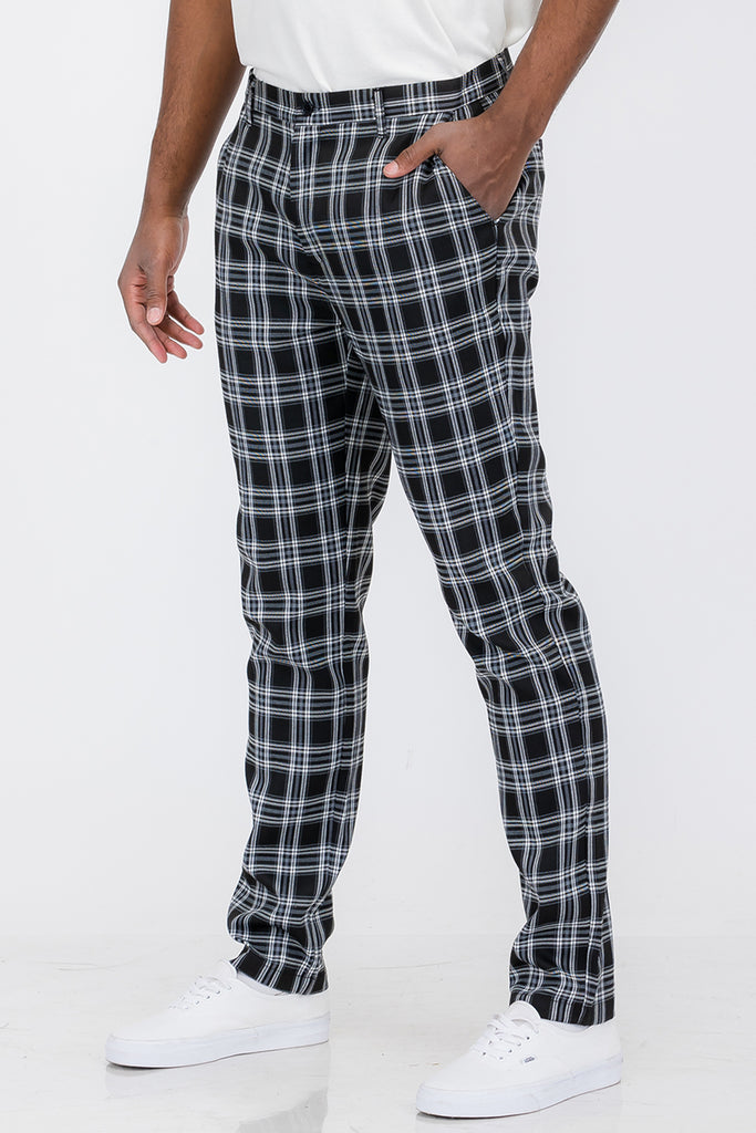 Plaid Slim Fit Trouser Pants