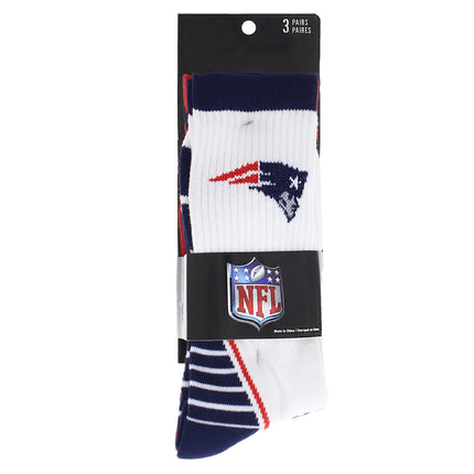 New England Patriots Socks 3 Pack Crew Length NFL Football