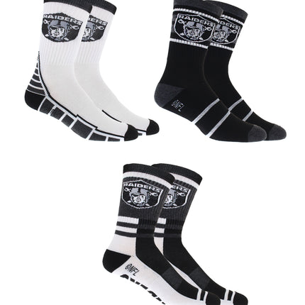 Las Vegas Raiders Socks 3 Pack Crew Length NFL Football