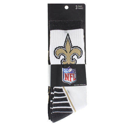 New Orleans Saints Socks 3 Pack Crew Length NFL Football