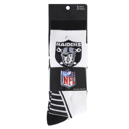 Las Vegas Raiders Socks 3 Pack Crew Length NFL Football