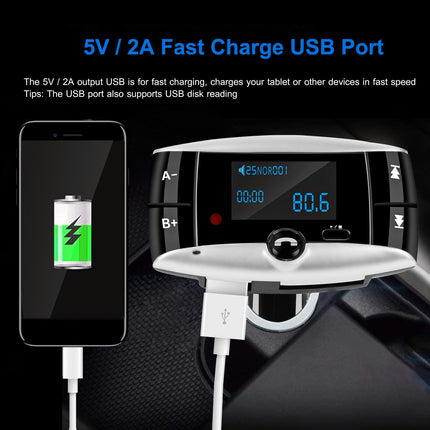 Car Wireless FM Transmitter USB Charger Hands-free Call MP3 Player SD Card Reading Aux-in LED Display