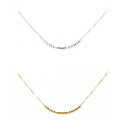 SWEET SMILE Curvy Bar Necklace In 18 Kt Gold Plating And 925 SS Plating