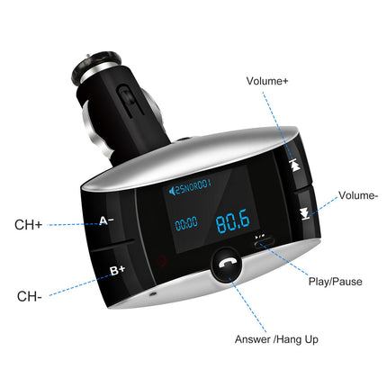 Car Wireless FM Transmitter USB Charger Hands-free Call MP3 Player SD Card Reading Aux-in LED Display