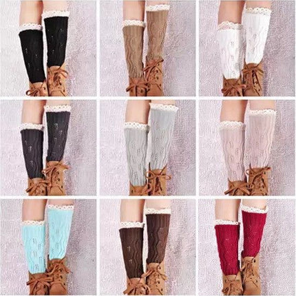 Vintage Style CableKnit At Your Feet Leg Warmer Socks With Lace
