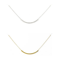 SWEET SMILE Curvy Bar Necklace In 18 Kt Gold Plating And 925 SS Plating
