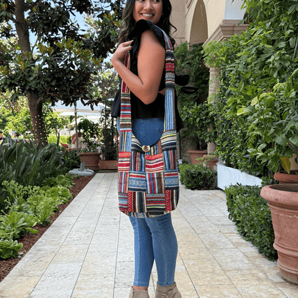 Kathmandu Collection Patchwork Striped Hobo Bag