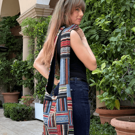 Kathmandu Collection Patchwork Striped Hobo Bag