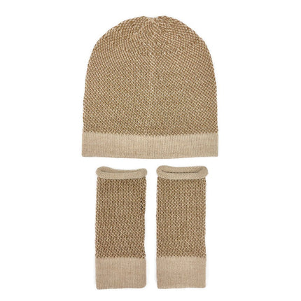 Camel Interwoven Alpaca Beanie