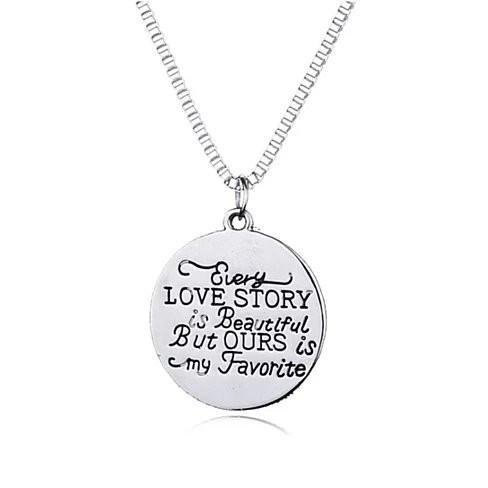 Love Quote Pendant and Chain Necklace - Store - Shopping - Center