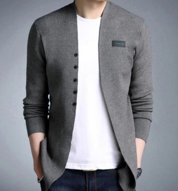 Mens Slim Fit Cardigan with Button Design - Store - Shopping - Center