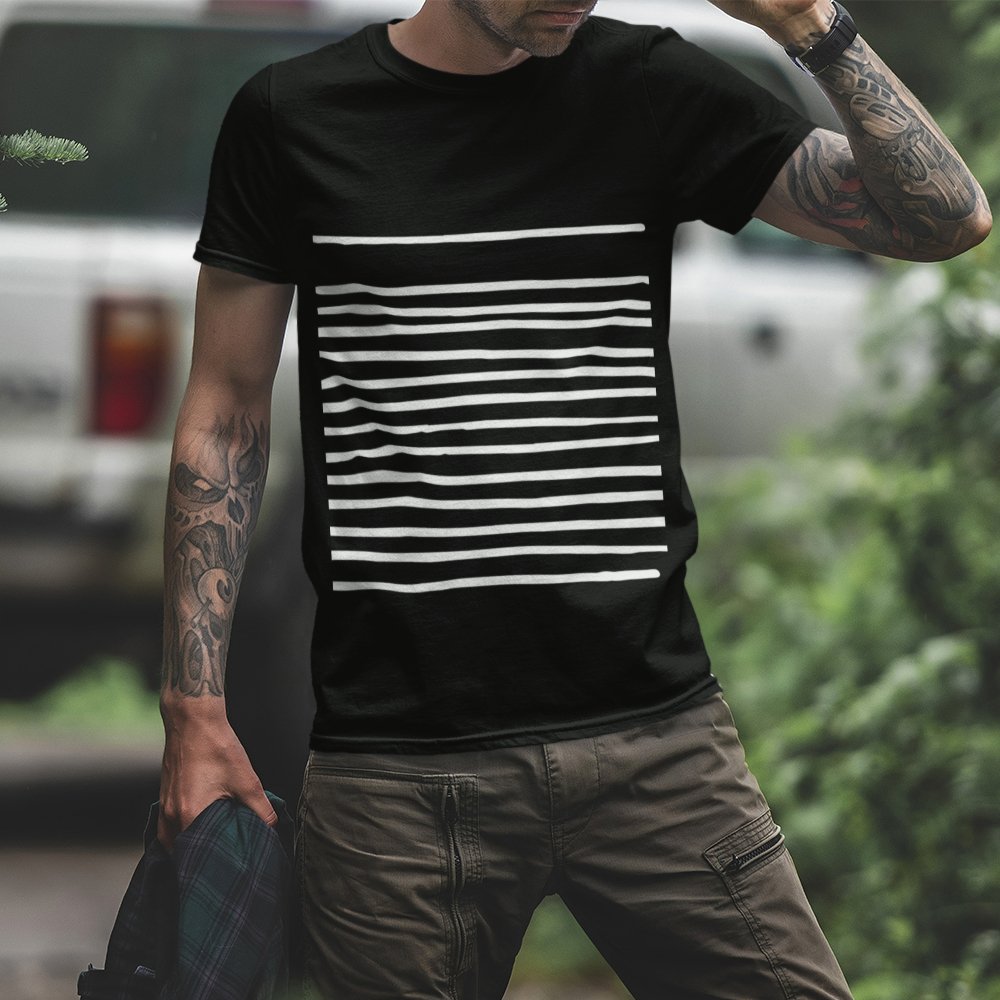 Mens T-Shirt with Lines in Black - Store - Shopping - Center