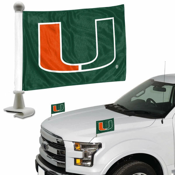 Miami Hurricanes Ambassador Car Flags 2PK Mini Auto Flags