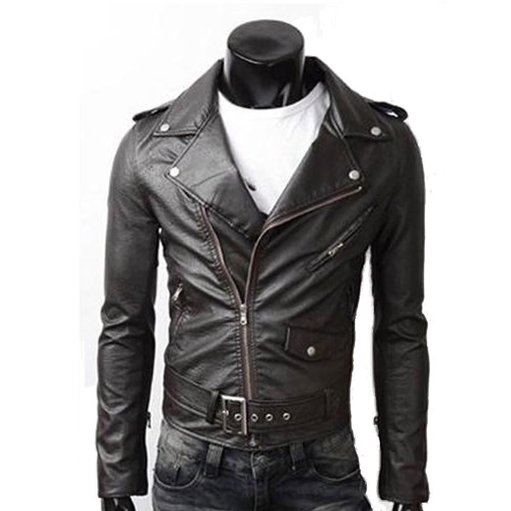 Ninja Stealth Black Mens Faux Leather Biker Jacket - Store - Shopping - Center