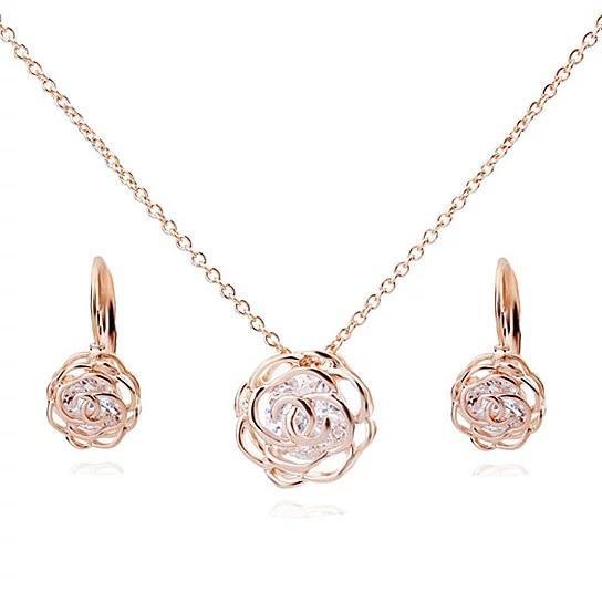Rose Is A Rose Pendant And Chain 18kt Rose With 2ct CZ Bonus Free Earrings In White Yellow And Rose Gold Field - Store - Shopping - Center