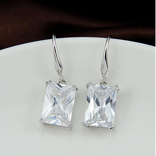 Royalty Earrings Emerald Cut Big Solitaires On Hooks - Store - Shopping - Center