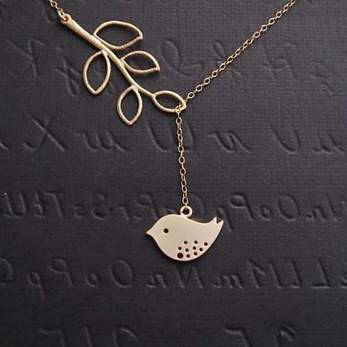 Spring has Sprung! Necklace and Chain with Sparrow and Tree Flying to the Nest - Store - Shopping - Center