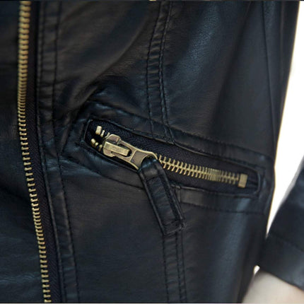 Womens Cropped Vegan Leather Jacket